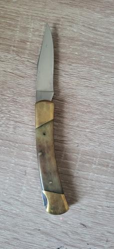 Vintage Parker Japan, Leopard, Bone Lockback Folding Hunter Knife, 1970's