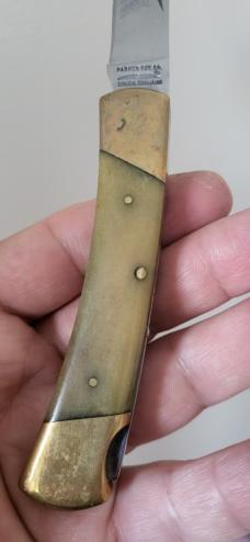 Vintage Parker Japan, Leopard, Bone Lockback Folding Hunter Knife, 1970's
