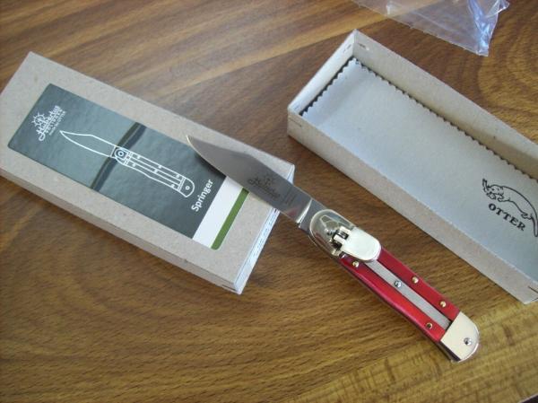 Hubertus Knife Solingen, Germany Small 08 Rare Red Smooth Bone 5 3/4 " Open Lilyput NIB