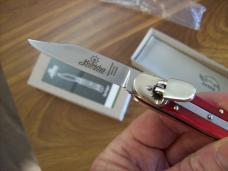Hubertus Knife Solingen, Germany Small 08 Rare Red Smooth Bone 5 3/4 " Open Lilyput NIB
