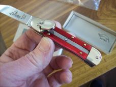 Hubertus Knife Solingen, Germany Small 08 Rare Red Smooth Bone 5 3/4 " Open Lilyput NIB