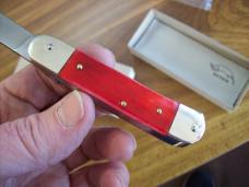 Hubertus Knife Solingen, Germany Small 08 Rare Red Smooth Bone 5 3/4 " Open Lilyput NIB