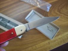 Hubertus Knife Solingen, Germany Small 08 Rare Red Smooth Bone 5 3/4 " Open Lilyput NIB