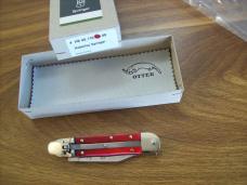 Hubertus Knife Solingen, Germany Small 08 Rare Red Smooth Bone 5 3/4 " Open Lilyput NIB