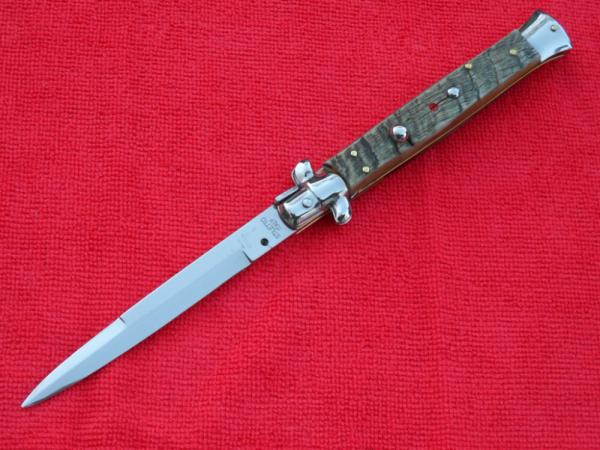 New Renzo Beltrame 11" Italian Stiletto Rams-Horn Handles- SS Bayonet Blade New Renzo Beltrame 11" Italian Stiletto Rams-Horn Handles- SS Bayonet Blade