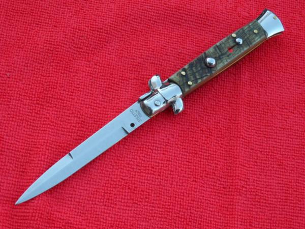  New Renzo Beltrame 9"  Italian Stiletto Rams-Horn Handles- SS Bayonet Blade