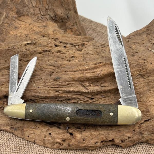 Schrade Handmade Knife 888OT-B 3-Blade Buffalo Horn Handles Whittler Folding -21