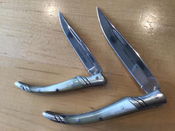 Spanish Falcon Stainless Blonde Horn Large / Small Pair Spanish Falcon Stainless Blonde Horn Large / Small Pair