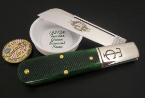 Great Eastern Cutlery #15 TC Barlow Tractor Green Sawcut Bone GEC 153124
