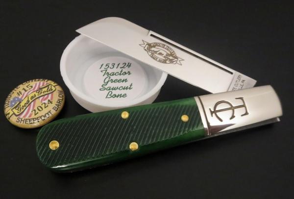 Great Eastern Cutlery #15 TC Barlow Tractor Green Sawcut Bone GEC 153124 Great Eastern Cutlery #15 TC Barlow Tractor Green Sawcut Bone GEC 153124