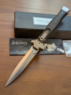 NIB AGA CAMPOLIN 9INCH-23CM ZERO CARBON FIBER SCALES W/BOHLER SATIN DAGGER BLADE 