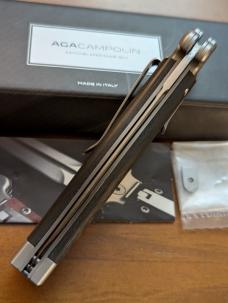 NIB AGA CAMPOLIN 9INCH-23CM ZERO CARBON FIBER SCALES W/BOHLER SATIN DAGGER BLADE 