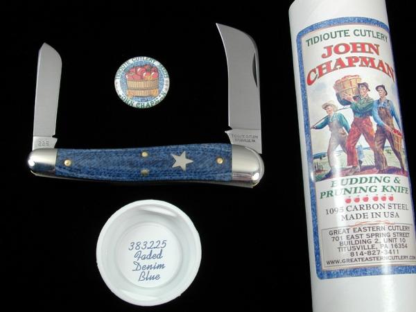 Great Eastern Cutlery GEC Faded Denim Blue Micarta John Chapman Farmer Knife NIT USA 383225 Great Eastern Cutlery GEC Faded Denim Blue Micarta John Chapman Farmer Knife NIT USA 383225