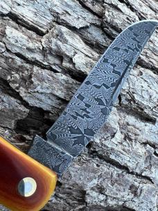 JEFF PEARCE CUSTOM BUTTERSCOTCH MICARTA BILL POOR DAMASCUS TRAPPER
