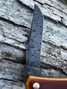 JEFF PEARCE CUSTOM BUTTERSCOTCH MICARTA BILL POOR DAMASCUS TRAPPER