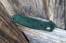 Benchmade Mini Osborne 945 AXIS Lock Knife Green Aluminum Handle Satin S30V Blade - New