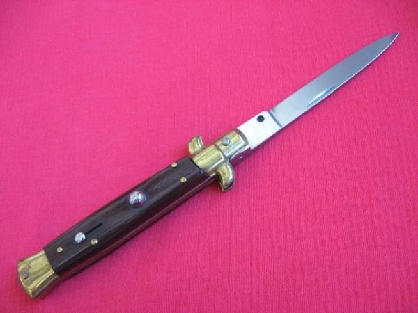 Vintage 9" Rosewood Flat Ground BLADE ITALIAN STILETTO Switchblade Knife