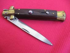 Vintage 9" Rosewood Flat Ground BLADE ITALIAN STILETTO Switchblade Knife