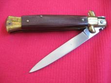 Vintage 9" Rosewood Flat Ground BLADE ITALIAN STILETTO Switchblade Knife