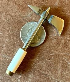 Custom Miniature Battle Axe, Hatchet, Tomahawk, Ivory Handle 