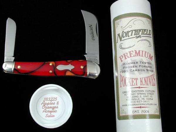 Great Eastern Cutlery GEC Apples & Oranges Acrylic John Chapman Farmer Knife NIT Satin Blades 383225 Great Eastern Cutlery GEC Apples & Oranges Acrylic John Chapman Farmer Knife NIT Satin Blades 383225
