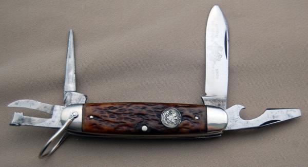 Official BSA #1496 Scout Knife Remington #RS3333 1935-1939 Bone Handles (216)