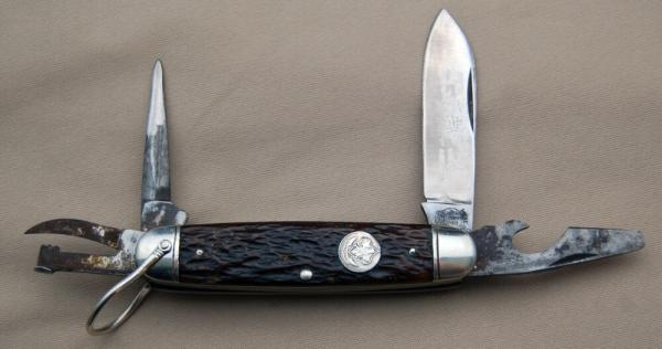 Official BSA #1496 Scout Knife Remington #RS3333 1933-1935 Bone Handles (212)