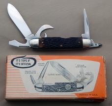 Official BSA Scout Knife Imperial 5-Blade Deluxe Orange Box & Papers (018)