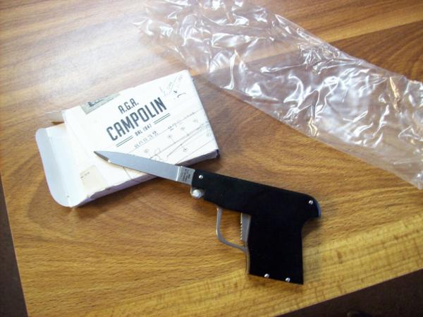A.G.A. Campolin Rare Italian Gun Knife Black Ebonywood Circa 2019 UNUSED W/Box A.G.A. Campolin Rare Italian Gun Knife Black Ebonywood Circa 2019 UNUSED W/Box