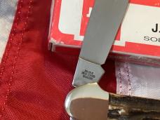 Vintage J A Henckels 2 Blade Canoe (HK 12 S) w/ Great Stag Handles -NM