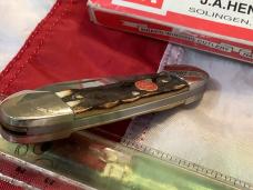 Vintage J A Henckels 2 Blade Canoe (HK 12 S) w/ Great Stag Handles -NM