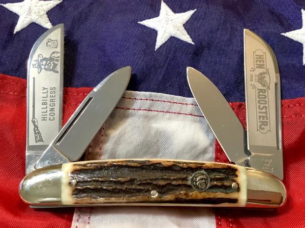 Hen & Rooster -Bertram Cutlery Large "Hillbilly" Congress w/ Nice Stag Handles Hen & Rooster -Bertram Cutlery Large "Hillbilly" Congress w/ Nice Stag Handles