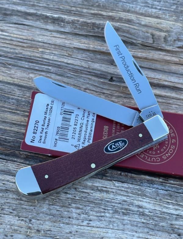 CASE XX ** FPR 2025 DARK RED BURLAP MICARTA SMOOTH TRAPPER CS CASE XX ** FPR 2025 DARK RED BURLAP MICARTA SMOOTH TRAPPER CS