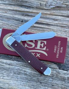 CASE XX ** FPR 2025 DARK RED BURLAP MICARTA SMOOTH MINI TRAPPER CS