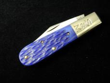 Schatt & Morgan Blurple Jigged Bone Barlow Knife By Cooper Cutlery Rare C69B Clip Blade Made In USA 