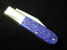 Schatt & Morgan Blurple Jigged Bone Barlow Knife By Cooper Cutlery Rare C69B Clip Blade Made In USA 