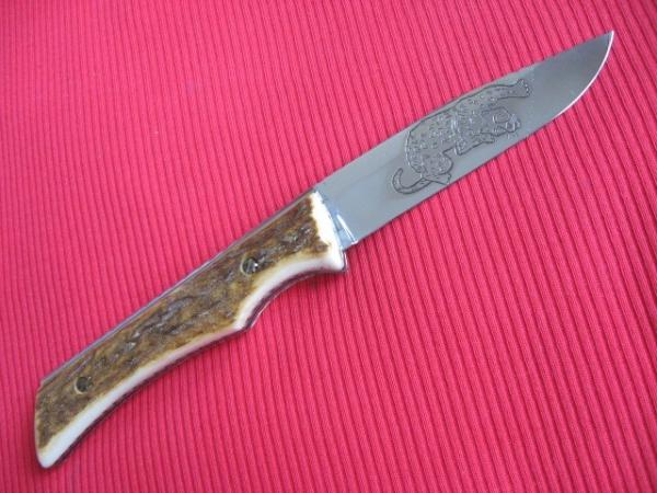 Vintage Russian Stag Leopard Switchblade Knife