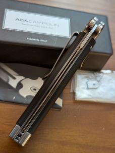 NIB AGA CAMPOLIN BLACK ANODIZED ALUMINUM ZERO POLISHED BOLSTERS AND DAGGER BLADE 23cm-9 INCHES 