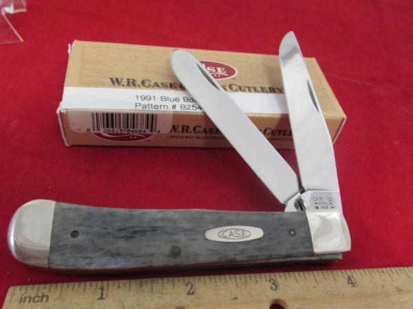 Case XX 1991 Missing Dot Blue Bone Trapper Pattern # B254 SS Case XX 1991 Missing Dot Blue Bone Trapper Pattern # B254 SS