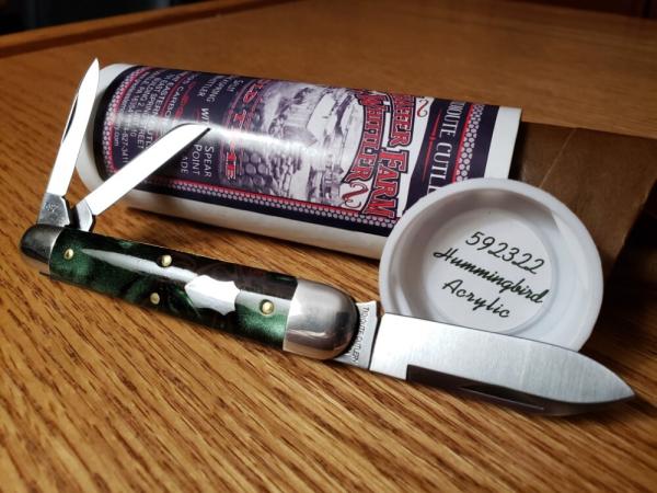 Great Eastern Cutlery 592322 Shaffer Farm Splitback Whittler, Hummingbird Acrylic, NEW/MINT in Tube.