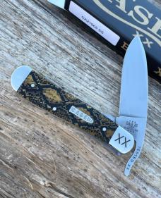 CASE XX ** SFO SMOOTH ANTIQUE BONE SNAKESKIN DROP POINT RUSSLOCK