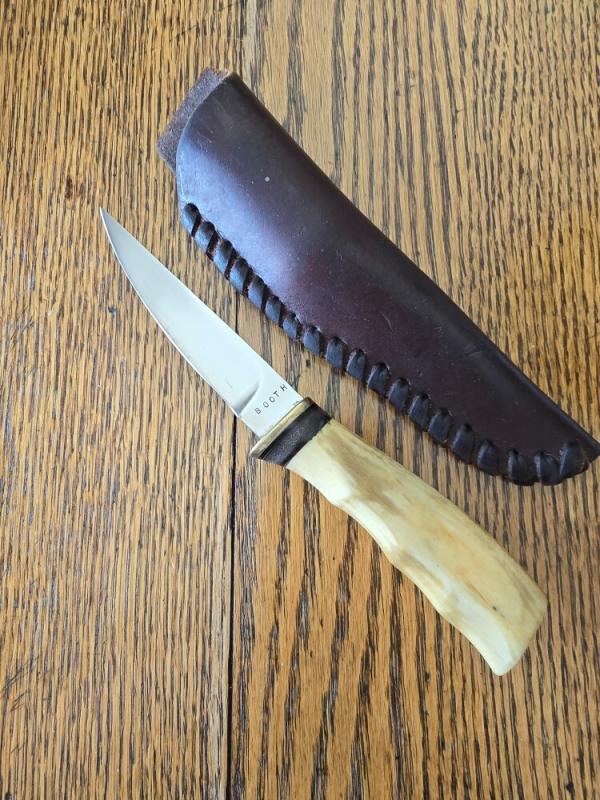 Lew Booth Custom Fix Blade Knife with Leather Sheath