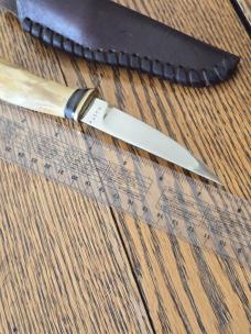 Lew Booth Custom Fix Blade Knife with Leather Sheath