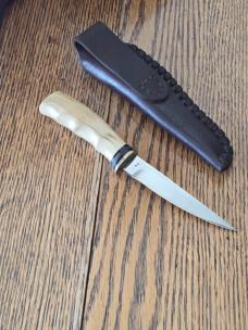 Lew Booth Custom Fix Blade Knife with Leather Sheath