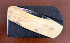 Vintage Parker Belt Buckle Folding Knife, Bone Scale, Japan, Unused
