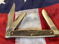 J A Henckels Premium Stockman Knife (mdl# 190) w/ Great Gnarly Stag Handles -NOS