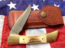 1981 Case xx Shark Tooth Folding Hunter w/ Sweet Stag Handles (P197 L SSP) +Orig Sheath