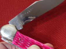BULLDOG BRAND LARGE LOCKBACK CANOE PINK BONE HANDLES MARKED BD 002  FREE SHIPPING