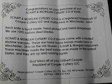 Schatt & Morgan Genuine Stag Cotton Barlow Knife by Cooper Cutlery Rare 69CB-S Made in USA