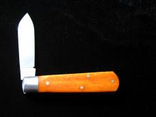 Dollar Knife Co. Smooth Orange Camel Bone with White Shield Jack Knife by Cooper Cutlery USA OSCB-WS